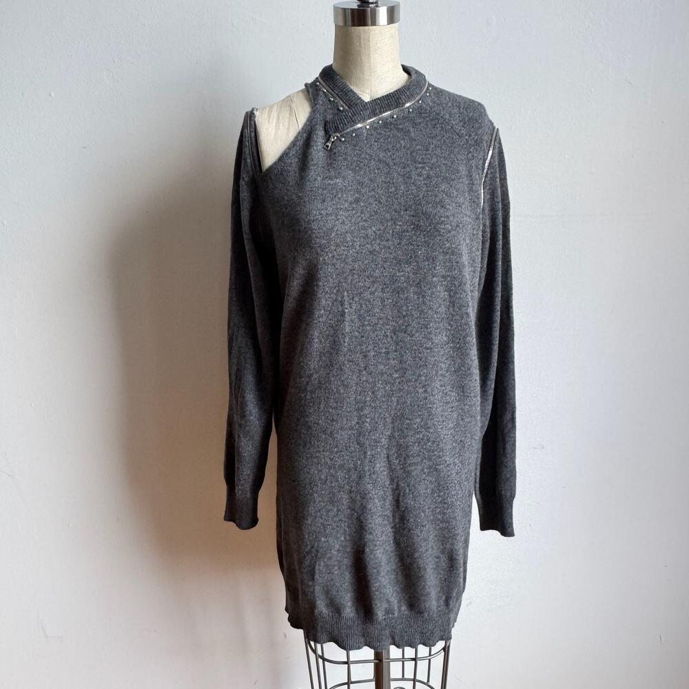 MARC JACOBS Cashmere/Wool Gray Cutout Zipper Sweater Dress